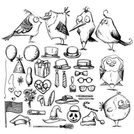 Mini Bird Crazy & Things Stamp Set by Tim Holtz