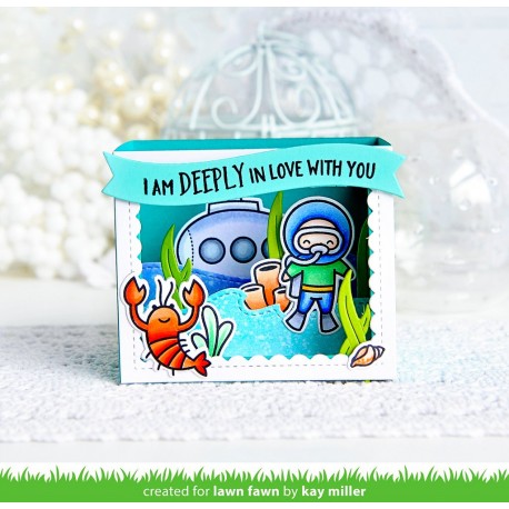 Shadow box card ocean add-on- Fustella Lawn Fawn