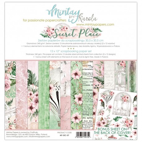 Carta per scrapbooking di Mintay by Karola -  "Secret Place"