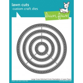 Large Cross-stitched Circle Stackables - Fustella Lawn Fawn