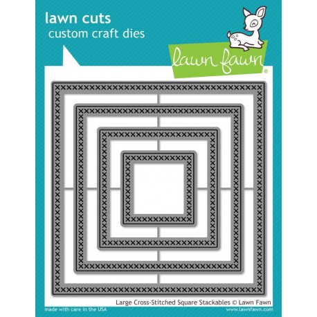 Large Cross-stitched Square Stackables - Fustella Lawn Fawn