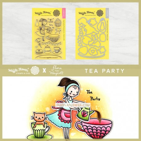 Tea Party Combo - Timbro e fustella di Waffle Flower