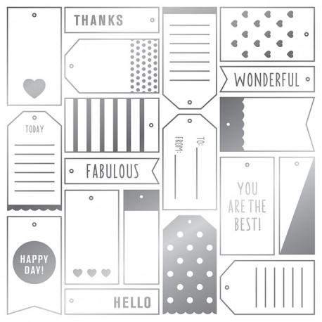 Foglio di Acetato Silver Foil Tags 12 x 12 - American Crafts