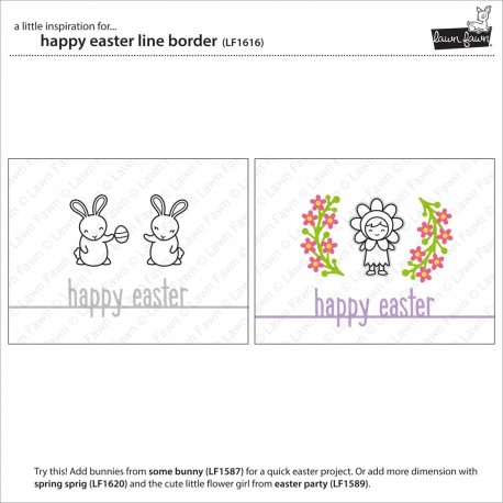 Happy easter line border - Fustelle Lawn Fawn