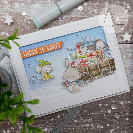 Winter Bunny with Gift - Timbro di Stacey Yacula Studio