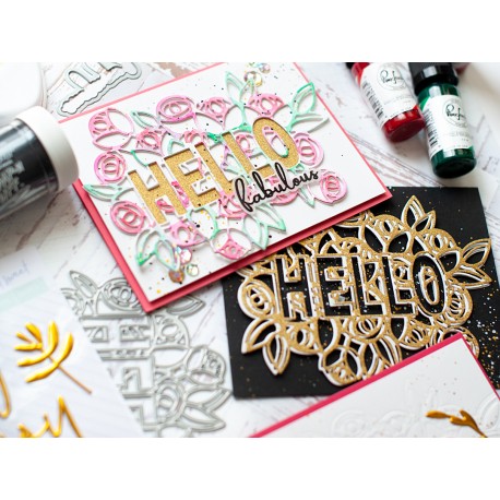 Hello with a bouquet die - fustella di Pinkfresh Studio
