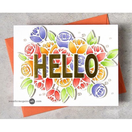 Hello with a bouquet die - fustella di Pinkfresh Studio