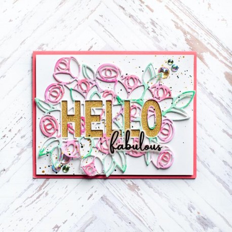 Hello with a bouquet die - fustella di Pinkfresh Studio