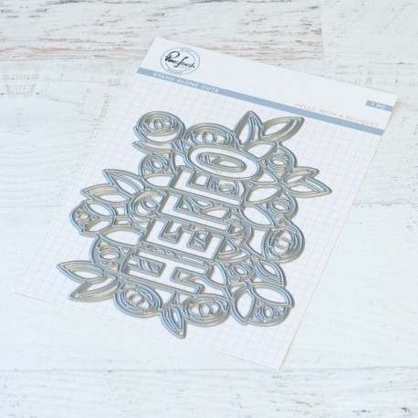 Hello with a bouquet die - fustella di Pinkfresh Studio