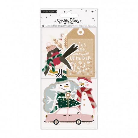 Crate paper - Snowflake layered tags 12pc