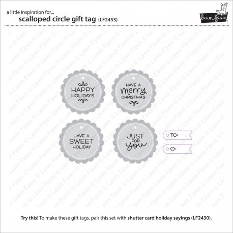 Scalloped circle gift tag - Fustella Lawn Fawn