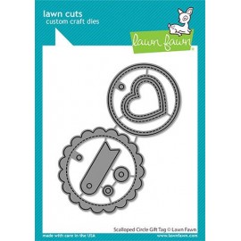 Scalloped circle gift tag - Fustella Lawn Fawn