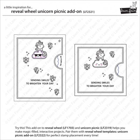 Reveal wheel unicorn picnic add-on - Fustella Lawn Fawn