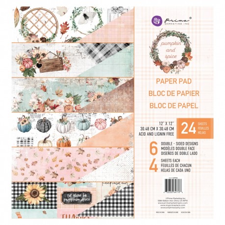 Blocco di carte per Scrapbooking di Prima Marketing -  Pumpkin & Spice 12x12