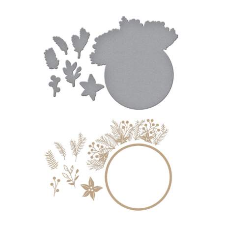 Spellbinders Christmas Foliage Circle Border - Hot Foil Plate & Dies