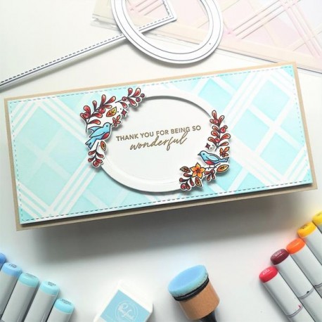 Slim Diamond Plaid Layering Stencil set - stencil di Pinkfresh Studio