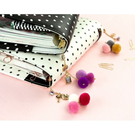 My Prima Planner Embellishments  - Raspberry Kisses Pom Pom Key Chain