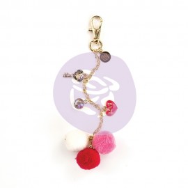 My Prima Planner Embellishments  - Raspberry Kisses Pom Pom Key Chain