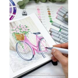 Set di 13 marker per il corso online "Bicicletta con cesto di fiori"