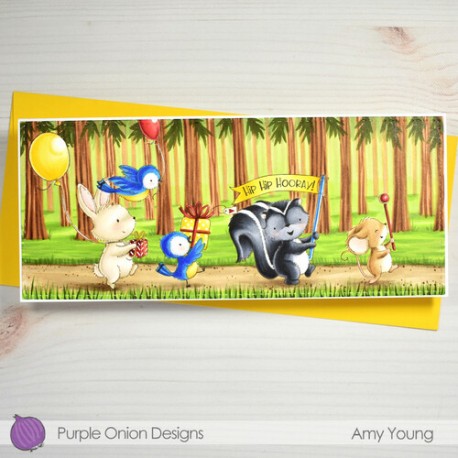 Bugsy (Bunny carrying balloon & gift) - Timbro di Stacey Yacula Studio