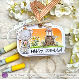 Dylan (Party bear holding cake) - Timbro di Stacey Yacula Studio 2