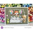 Dylan (Party bear holding cake) - Timbro di Stacey Yacula Studio