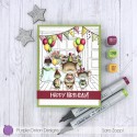 Dylan (Party bear holding cake) - Timbro di Stacey Yacula Studio