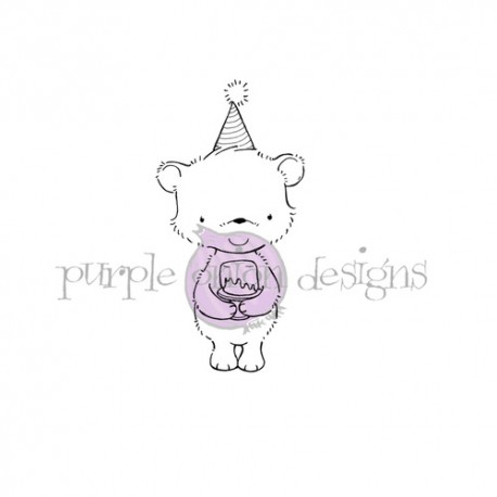 Dylan (Party bear holding cake) - Timbro di Stacey Yacula Studio