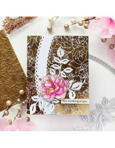 Peony print  hot foil plate - Pinkfresh studio