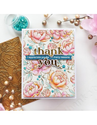 Peony print  hot foil plate - Pinkfresh studio