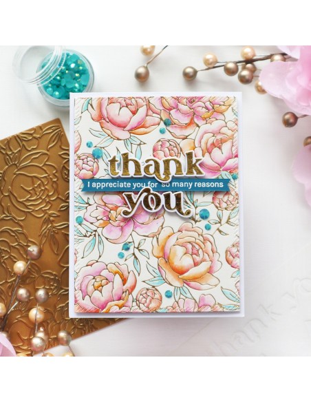 Peony print  hot foil plate - Pinkfresh studio