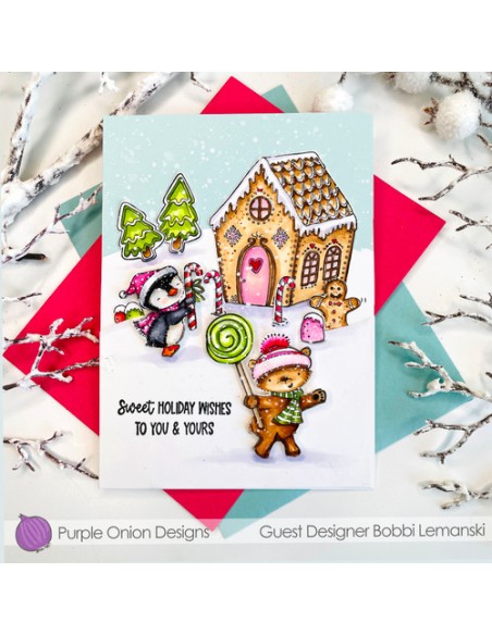 Winter (Penguin with Candy Cane) - Timbro di Stacey Yacula Studio