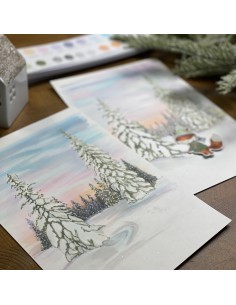 Corso online "Paesaggio invernale 1" con Marker alcolici 2