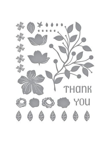 Four Petal Thank You Floral Etched Dies-...
