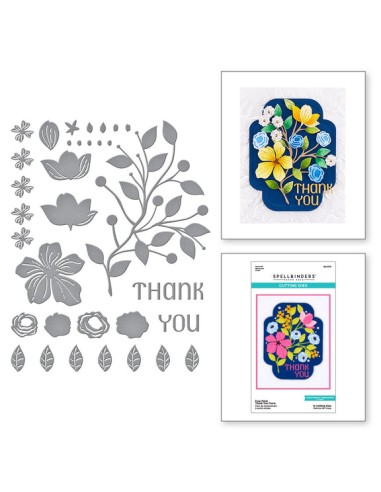 Four Petal Thank You Floral Etched Dies-...