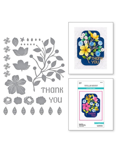 Four Petal Thank You Floral Etched Dies- Spellbinders