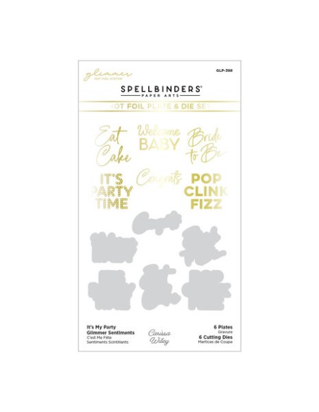 It's My Party Glimmer Sentiments Hot Foil Plate & Die Set