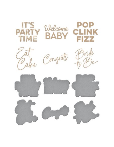 It's My Party Glimmer Sentiments Hot Foil Plate & Die Set