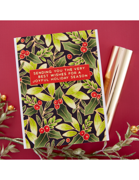 Glimmer Holly Background Hot Foil Plate - Spellbinders