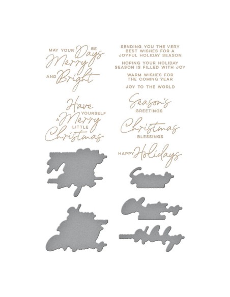 A Merry Little Christmas Sentiments Glimmer Hot Foil Plate & Die Set - Spellbinders