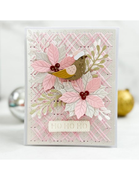 Christmas Bird Poinsettia Etched Dies