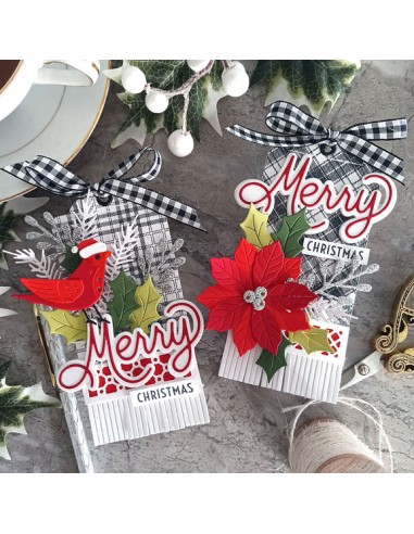 Christmas Bird Poinsettia Etched Dies