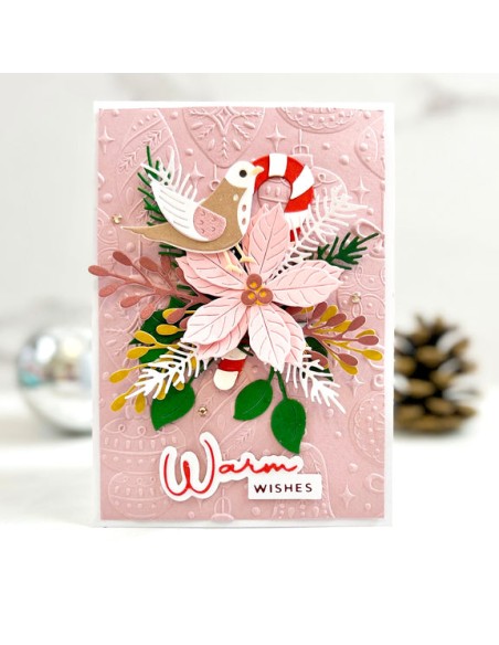 Christmas Bird Poinsettia Etched Dies
