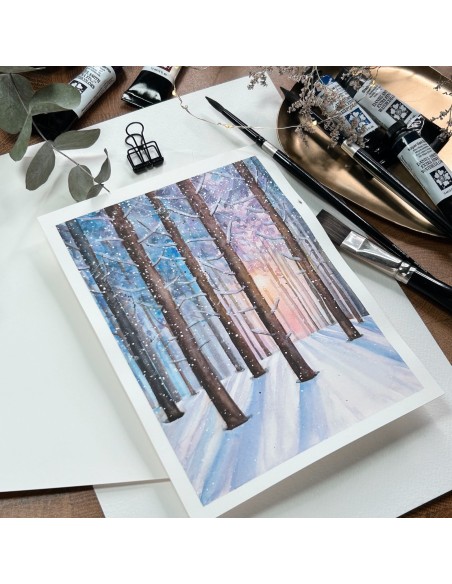 Mini corso online di acquerello  "Bosco invernale".