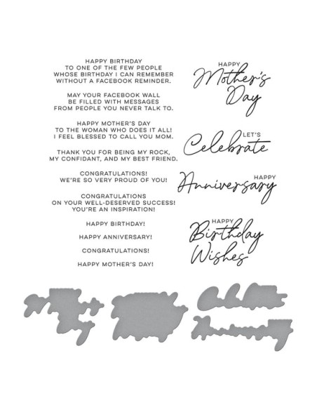 Let's Celebrate Sentiments Press Plate and Die Sets