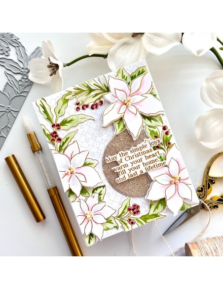 Poinsettia Frame Press Plate Pinkfresh studio