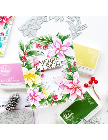 Poinsettia Frame Press Plate Pinkfresh studio