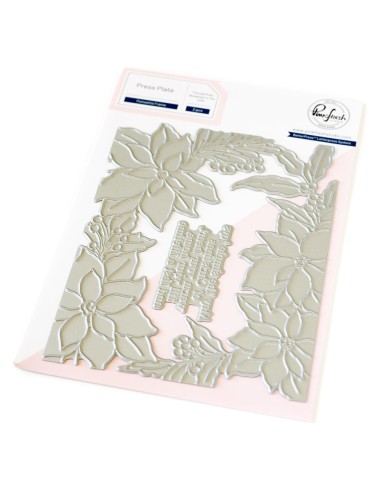 Poinsettia Frame Press Plate Pinkfresh studio