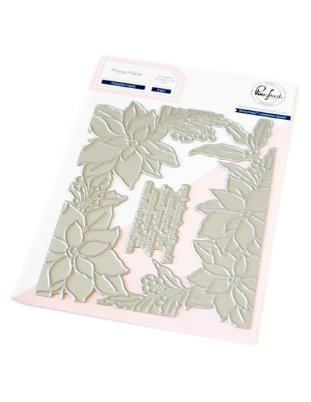 Poinsettia Frame Press Plate Pinkfresh studio