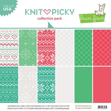Blocco di carte Lawn Fawn 12"x12" - "Knit picky collection "